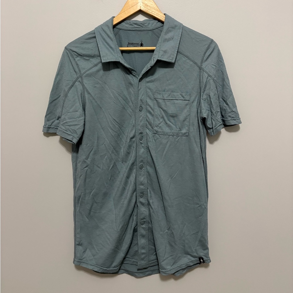 Men's Smartwool Slate Blue Short Sleeve Casual Polo Shirt